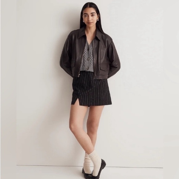 MADEWELL Pinstripe Wool Blend Mini Skirt Size 6 NEW Preppy - Picture 3 of 10
